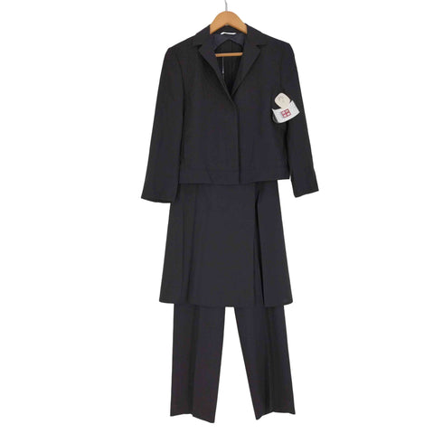 マックスマーラ MAX MARA 00S イタリア製 銀タグ ウール 背抜き 比翼ジャケット&ラップスカート&センタープレススラックス セットアップ レディース  38